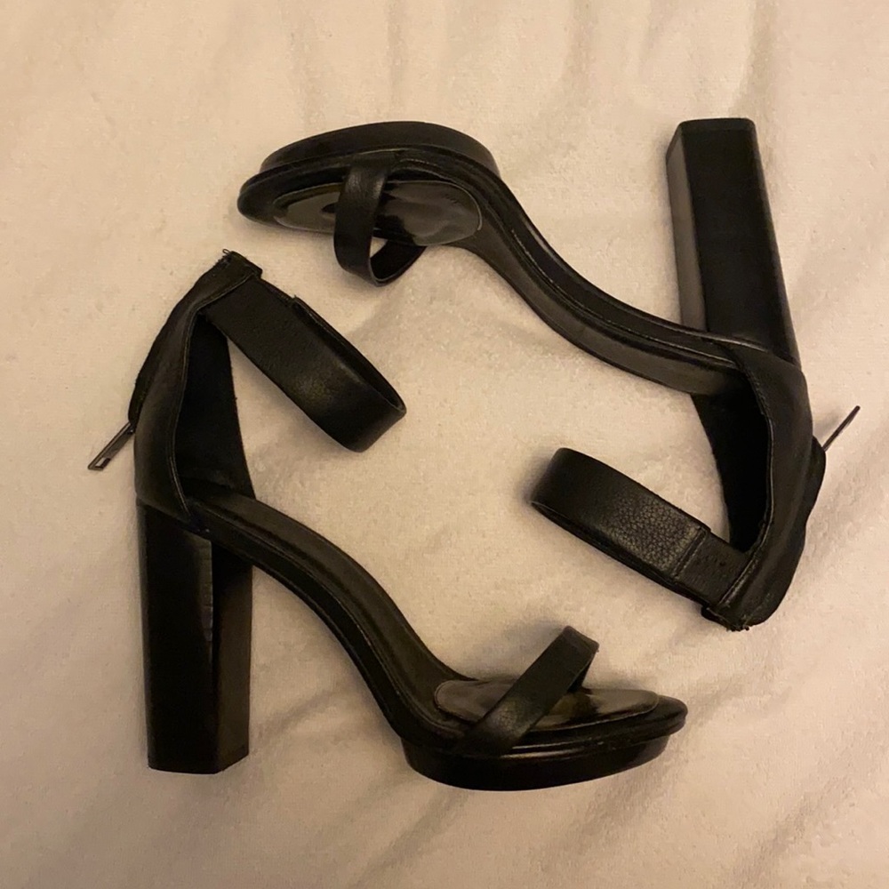 Black leather sandal block heels, Joie, size 38 (US 7.5)